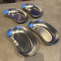 【4個セット】ステンレス製キドニートレイ腎臓形トレイ 腎臓盆
