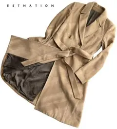 【美品】ESTNATION ロングコート カシミヤ ダブル キャメル 38