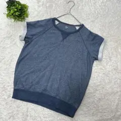 【ユニクロ UNIQLO】 スウェット 半袖Tシャツ (M) 青