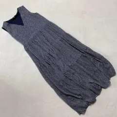 UNIQLO ワンピース ネイビー ノースリーブ Vネック 花柄 Lサイズ 大人