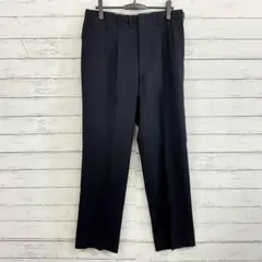 古着✨【F】ズボン パンツ スラックス シンプル ストレート ネイビー