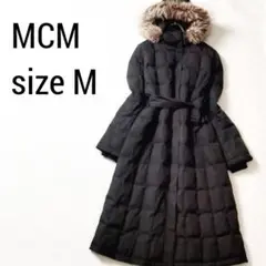 MCM エムシーエム ロングダウンコート ベルト フォックスファー ブラック