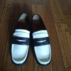 未使用　コーエン　ホワイト×ネイビー ローファー Sサイズ　バイカラー