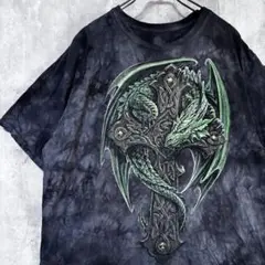 ドラゴンとケルト十字 Tシャツ XL ビッグシルエット