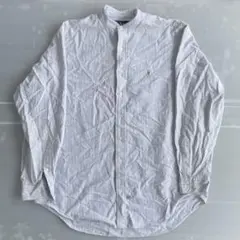 $ Ralph Lauren ストライプ 長袖シャツ　ノーカラー　リメイク