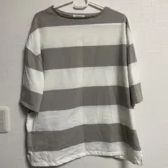 しまむら　Flash Blue nonコラボ　ボーダー　Tシャツ　グレー　L