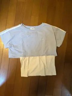 LTXC 水色/ホワイト 重ね着風Tシャツ