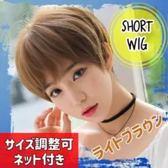 W3 フルウィッグ ショート ブラウン ネット イメチェン コスプレ 簡単