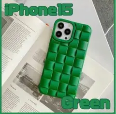 iPhone15 スマホケース あみあみ みどり モダン シンプル 韓国