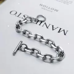 8mm 17cm マンテルブレスレット 4面カット Tチェーン ユニセックス