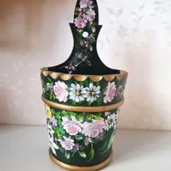 手書きト一ルペイント木製小物入れ