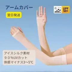 翌日発送！アームカバー 2枚組 肌色 冷感 UVカット アイスシルク素材 日焼け
