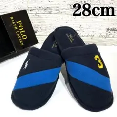 【未使用】ポロ ラルフローレン スリッパ ルーム シューズ メンズ 28cm 紺