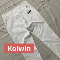 ●コルウィン●ゴルフ パンツ 白 9 ホワイト ストレッチ ストライプ