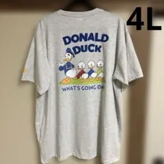 新品未使用 ドナルドダック Tシャツ 4L ホワイトグレー大きいサイズ ゆったり