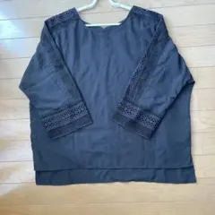Samansa Mos2 blue 七分袖ブラウス　黒