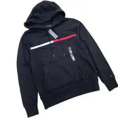 TOMMY HILFIGER ブラックフード付きパーカー XS 男女兼用 トミー