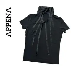 APPENA(アペーナ) リボンカラー 半袖 トップス チャコールグレー
