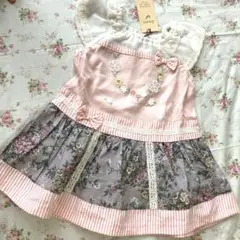 新品　スーリー80 レース&リボン　お花刺繍　花柄ワンピース　90 95