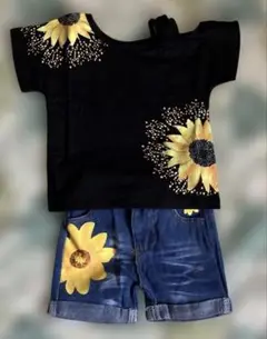 ひまわりプリント Tシャツ＆ショートパンツ セット