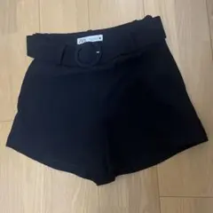 ZARA ブラック ハイウエストショートパンツ ベルト付 XS