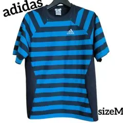 adidas アディダス　ストライプ ブルー×ブラック　CLIMA　COOL　M