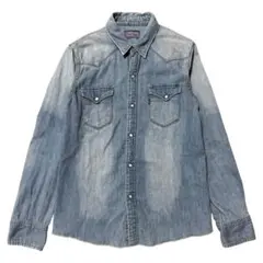BLUE BLUE ウォッシュ 加工 長袖 ウエスタン デニム シャツ M