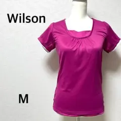 ウィルソン テニスウェア Tシャツ　トップス　半袖　メッシュ　通気性　マゼンタ