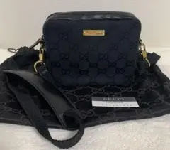 【超美品】稀少デザイン ヴィンテージ グッチ ショルダーバッグ ブラック