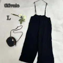 【ティティベイト】黒 キャミ ベアトップサロペット L オールインワンa2822