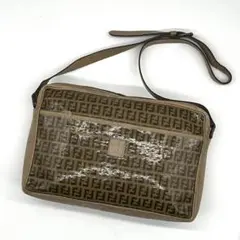 FENDI フェンディ ズッキーノ ショルダーバッグ レザー ブラウン 斜め掛け