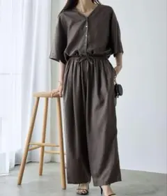 PUAL CE CIN 24AW 麻テンセルツイルオールインワン