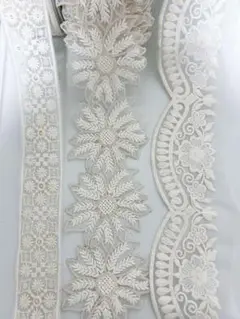 インド刺繍リボン　ホワイトレース
