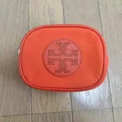 【美品】トリーバーチTORY BURCH 赤系オレンジポーチ(ナイロン)