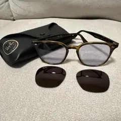 Ray-Ban サングラス スクエア ブラック/ブラウン/ケース付き