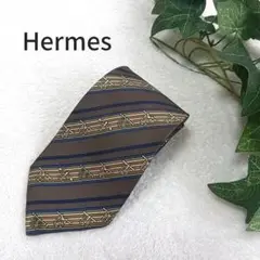 Hermes エルメス ネクタイ 楽器柄 ストライプ 楽譜 マルチカラー