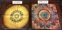 新品輸入品 クッションカバー A.イエロー マンダラ 曼荼羅 アジアン 雑貨