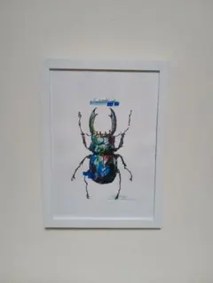 作品名「クワガタ、命は虹色」Ａ4サイズ