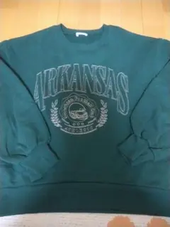 美品mysa アーカンソー大学 トレーナーL グリーン 裏起毛