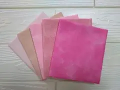 ハワイアンキルト　50㎝X55㎝X5枚組　日本製むら染めお纏め対応　Pink