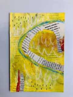抽象画　コラージュ　アート　原画　ポストカードサイズ