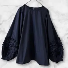 ti フリル付き ネイビー トップス ゆったり