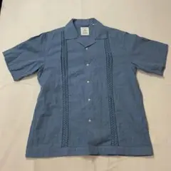 S/S ソルトアンドペッパー 半袖シャツ キューバシャツ L ライトブルー