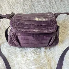 クロコダイル　パープル　紫　ショルダーバッグ　エキゾチック