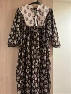 インド綿ワンピース　ブロックプリントワンピース