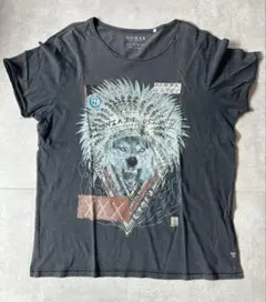 GUESS ライオングラフィック Tシャツ L ダークグレー