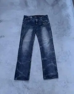 Gangster刺繍ダークブルーデニムパンツ　y2k お兄系