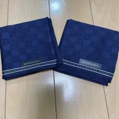 BURBERRY ネイビー チェック柄 ハンカチ 2枚セット