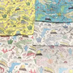 レア！廃盤商品！爬虫類柄 Wガーゼ 42cm×5枚(5色)set ダブルガーゼ