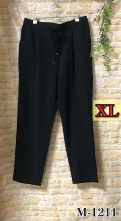 レディース イージー パンツ 薄手 ブラック XLサイズ 大寸